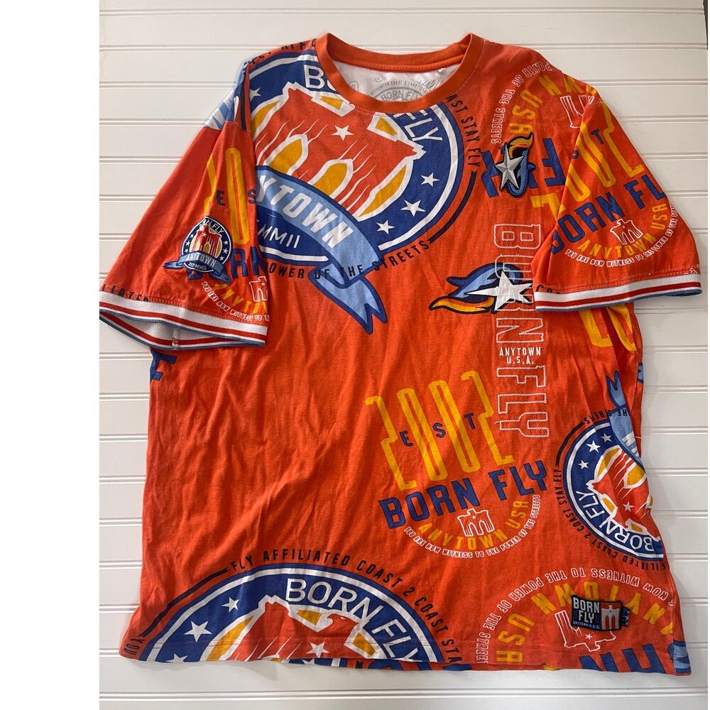 Born Fly Any Town USA 2002 Graphic T Shirt -‎ Size Men's 3XL Big Tall